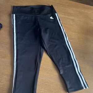 Adidas Black Leggings with White Stripes